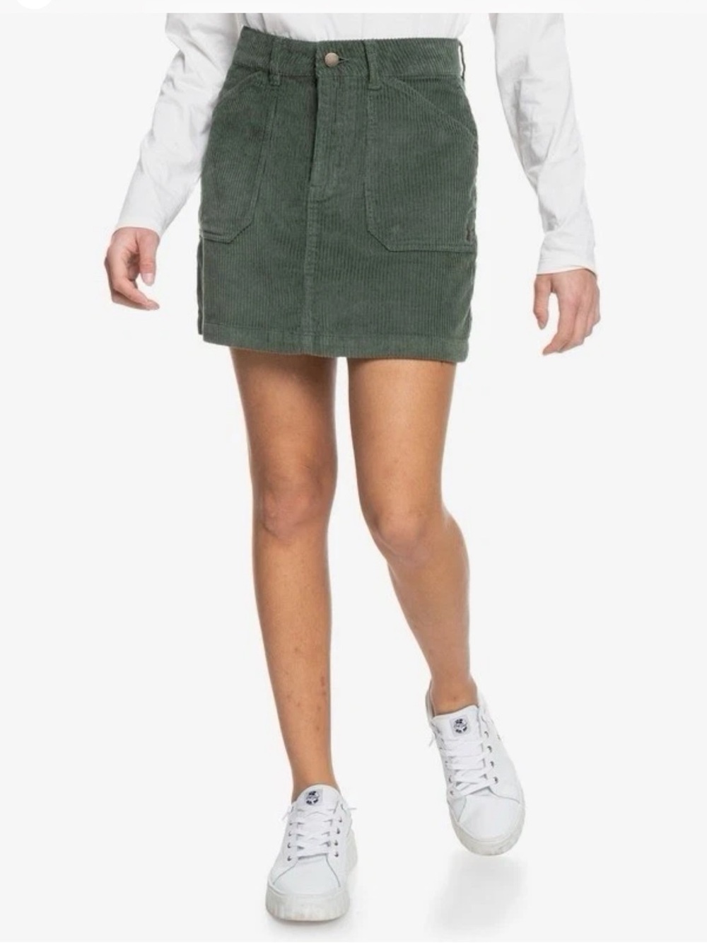 Roxy Amazing Break Corduroy Skirt Womens XS Green Casual Retro Surf Girl